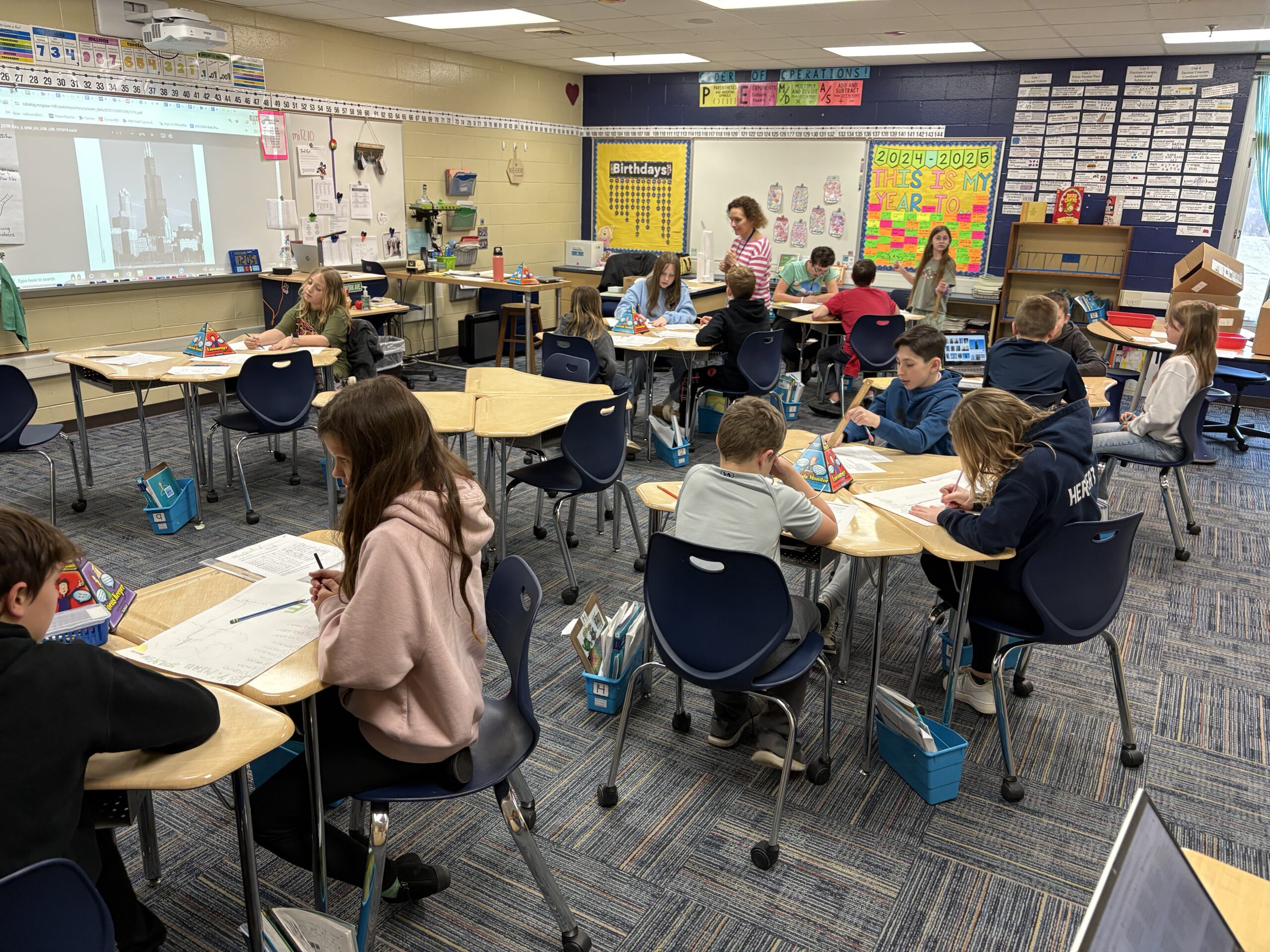 Students in classroom working on a math lesson